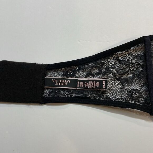 Victoria’s Secret Womens Very Sexy High Neck  Sheer Blk Lace Bralette Sz 34C - Picture 3 of 7
